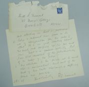 A HANDWRITTEN LETTER BY THE POET R S THOMAS to the vendor in 1968, being a personal letter