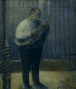 VALERIE GANZ oil on canvas - entitled 'Big Daddy', believed to be a performer at the Brecon Jazz