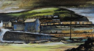 OGWYN DAVIES (1925-2015) mixed media - 'Newquay', signed and dated '61, 32 x 58cms