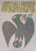 PAUL PETER PIECH limited edition (1/25) linocut - entitled 'Jazz' with bird and typography 'Jazz