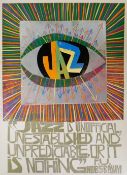 PAUL PETER PIECH limited edition (1/25) linocut - entitled 'Jazz' with typography 'Jazz is