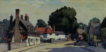 GYRTH RUSSELL watercolour - entitled verso 'Essex Village', 55 x 28.5cms