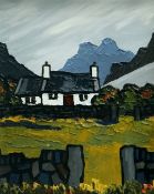 DAVID BARNES oil on board - Welsh hillside cottage, signed verso in full and entitled 'Hill
