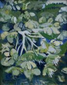 GWILYM PRICHARD early oil on board - botanical study, entitled verso 'Blodau', signed, 24 x 19cms