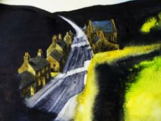 JOHN CLEAL (Fishguard. 1929-2007) watercolour - street village scene at dusk, signed in full and