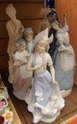SIX SPANISH PORCELAIN FIGURES (NOT LLADRO OR NAO)