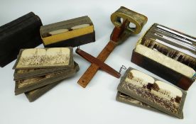 VINTAGE STEREOSCOPIC VIEWER & LIBRARY OF SLIDES including India, Around the World Boer War ETC