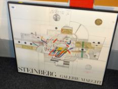 SAUL STEINBERG lithograph - entitled 'Ticket-Expo Galerie Maeght', dated 1970, 61 x 72cms