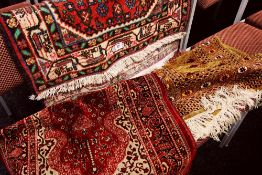 THREE SUNDRY PERSIAN PRAYER MATS various designs including an intricate medallion design 147 x