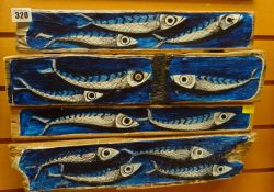 LIZZIE SPIKES painting on adjoining panels of driftwood (possibly an old wooden pallet) - succession