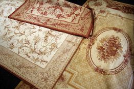 THREE LARGE LAURA ASHLEY HOME RANGE CARPETS / THROWS each in pastel colours and with floral designs