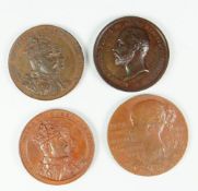 FOUR COMMEMORATIVE MEDALLIONS TO INCLUDE Colonial and Indian Exhibition, London 1886, Visit to the