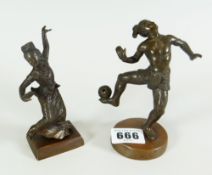 TWO SIMILAR BRONZE FIGURAL STUDIES, man with bull and lady dancing (2)