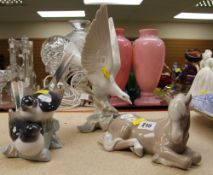 THREE LLADRO ANIMAL SCULPTURES