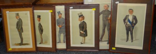 SPY & OTHER VINTAGE CARICATURE PRINTS, framed