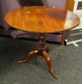 ANTIQUE CIRCULAR TILT TOP TABLE with tripod base 74cms diam