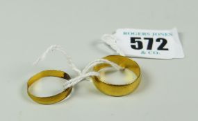 TWO 22CT YELLOW GOLD WEDDING BANDS 6.8 GRAMS (2)