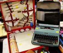 OLIVETTA 'RETRO' TYPEWRITER & Brexton picnic hamper complete