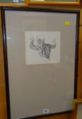 RICHARD O'CONNELL pencil drawing - life drawing of a figure (copy of Michaelangelo), signed and