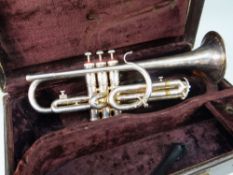 SUPER OLDS LONG CORNET made in Los Angeles with serial number 152793 (in fitted case)