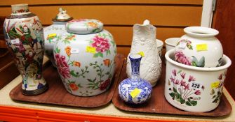 A PARCEL OF PORTMEIRION POTTERY, an Oriental crackle-glazed balluster vase ETC