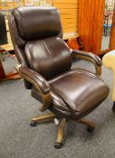 A LAY-Z-BOY SWIVEL OFFICE CHAIR with paperwork, fully adjustable and in good condition