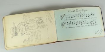 A C19TH OR EARLY C20TH LEATHER AUTOGRAPH ALBUM containing poems, some sketches ETC