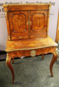 A FINE C19TH WALNUT ESCRITOIRE, having a base of single drawer and upper section of two drawers