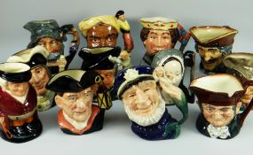 TWELVE LARGE ROYAL DOULTON CHARACTER JUGS including Tam O'Shanter D6632, Rip Van Winkle D6438 and