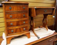 A GOOD REPRODUCTION SERPENTINE FRONT FOUR DRAWER SMALL CHEST on bracket feet together with a