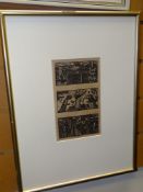 DAVID JONES triptych - religious series, 19 x 11cms