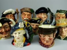 NINE LARGE ROYAL DOULTON CHARACTER JUGS including The Gardener D6867, Bonnie Prince Charlie D6858