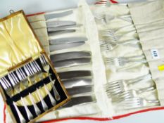 SILVER CUTLERY SET STAMPED 800, THE SILVER BLADE STAMPED Henkells Solingen(?) together with cased