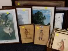 SIX FRAMED COLOURED PRINTS OF C18TH / C19TH LONDON TRADESMAN (Hackney Coachman, Watchman ETC)
