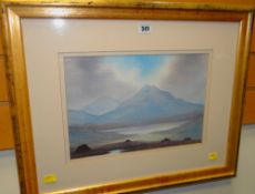 INDISTINCTLY SIGNED watercolour - Irish landscape, entitled 'Near Kylemore', signed, 23 x 34cms