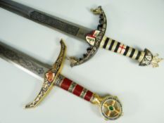 TWO MARTO OF TOLEDO RE-ENACTMENT ORNAMENTAL SWORDS one inscribed Earl of Huntington/Robin of