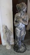 TWO GARDEN MAIDEN STATUES