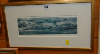 A COLE artist proof etching - entitled 'Llansteffan Point', signed and dated 2007, 11 x 32cms (