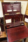 A FINE C19TH MARQUETRY ROSEWOOD STATIONERY CABINET, the blind frontage dropping down to reveal a