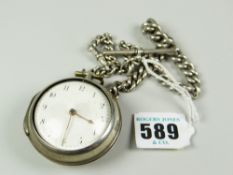 SILVER PEAR CASED POCKET WATCH, the pierced movement marked 'William Johnson London' together with