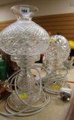 TWO CUT GLASS MUSHROOM TABLE LAMPS
