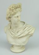 BUST OF A ROMAN FIGURE IN PARIAN STYLE (RESIN), 34cms high