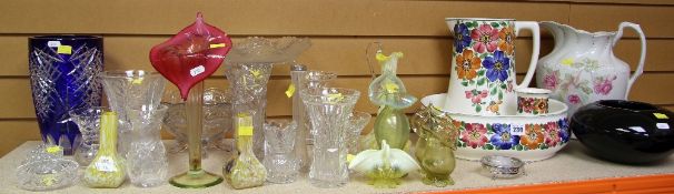 ASSORTMENT OF DECORATIVE GLASS and four items of pottery ETC