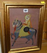 INDIAN SCHOOL believed watercolour/mixed media - study of an Indian prince on horseback, possibly