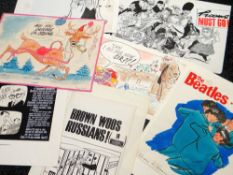 FROOMS collection of original working cartoon drawings - including newspaper picture-boards,