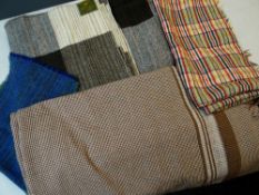 CURLEW WEAVERS WELSH WOOLLEN BLANKET in cream and brown geometric pattern and three others