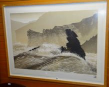 PINE FERODA woodcut limited edition (11/30) - expansive coastal scene entitled on Mall Galleries