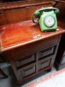 A MAHOGANY CUPBOARD & A VINTAGE TELEPHONE