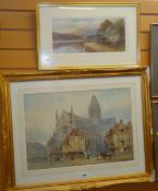 EAW watercolour - Scottish Highland scene with river and figures monogrammed and dated 1894, 17.5