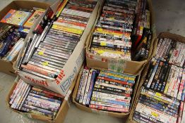 SIX BOXES OF DVDs